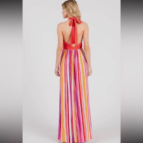 Ces Femme Vibrant Striped Backless Dress - Picture 3 of 3